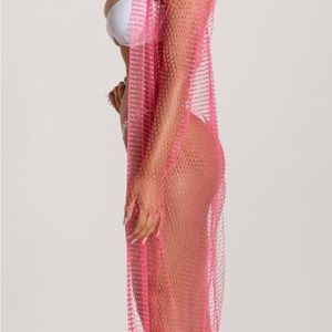 Fishnet Diamante Kimono Jacket – Pink